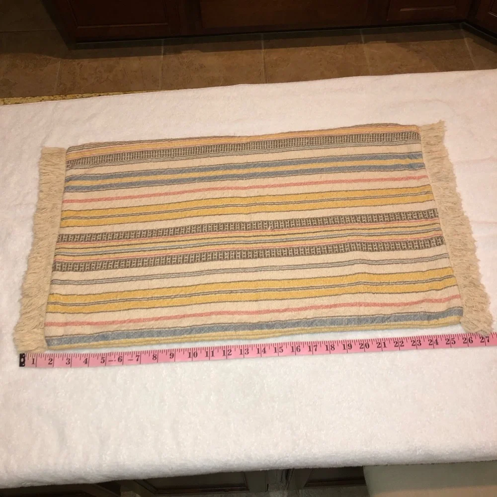 Pottery Barn Striped Lumbar Tapestry/Embroidered Pillow Cover, lined, w/Fringe